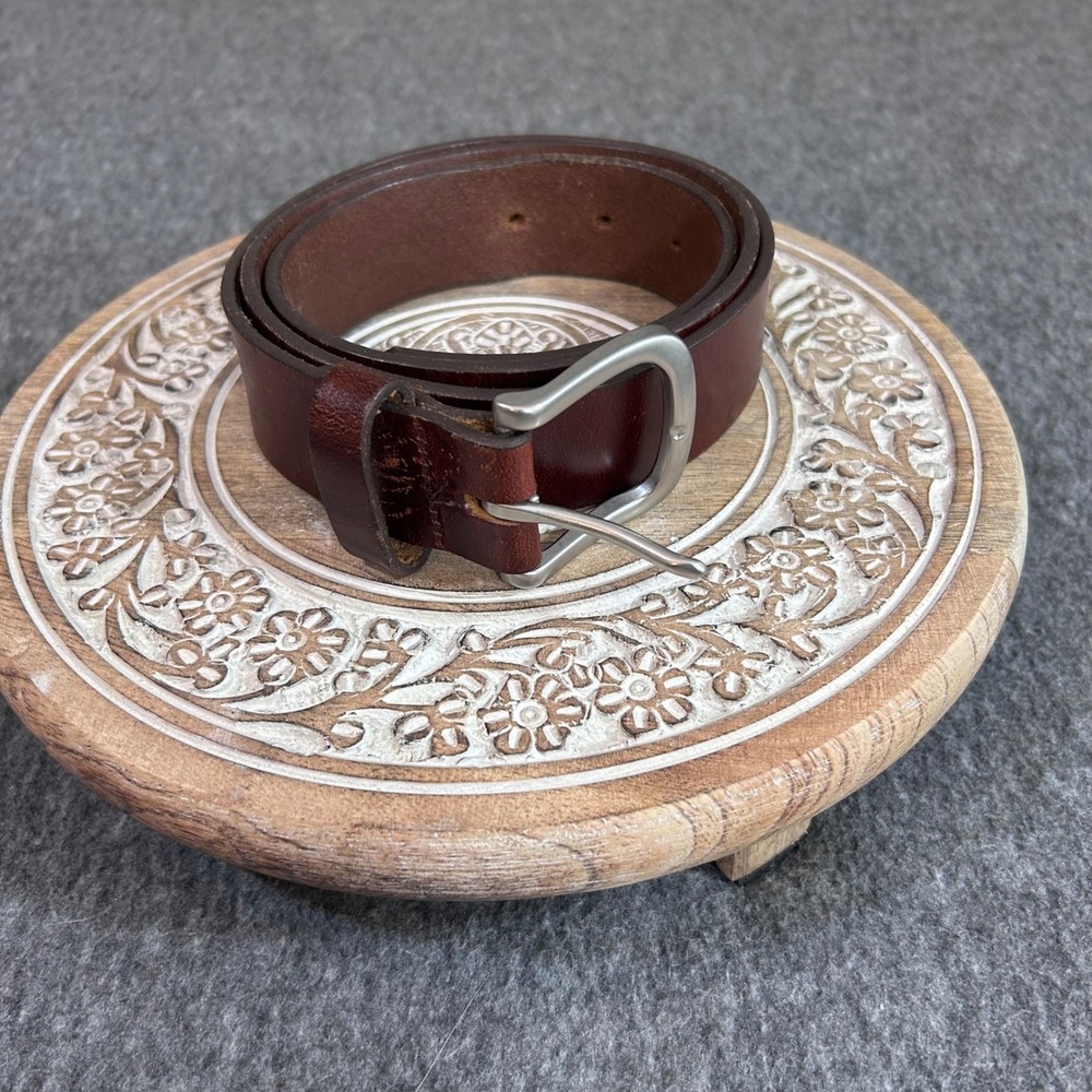 LL Bean Mens Brown Leather Belt 34 Full Grain Made in USA